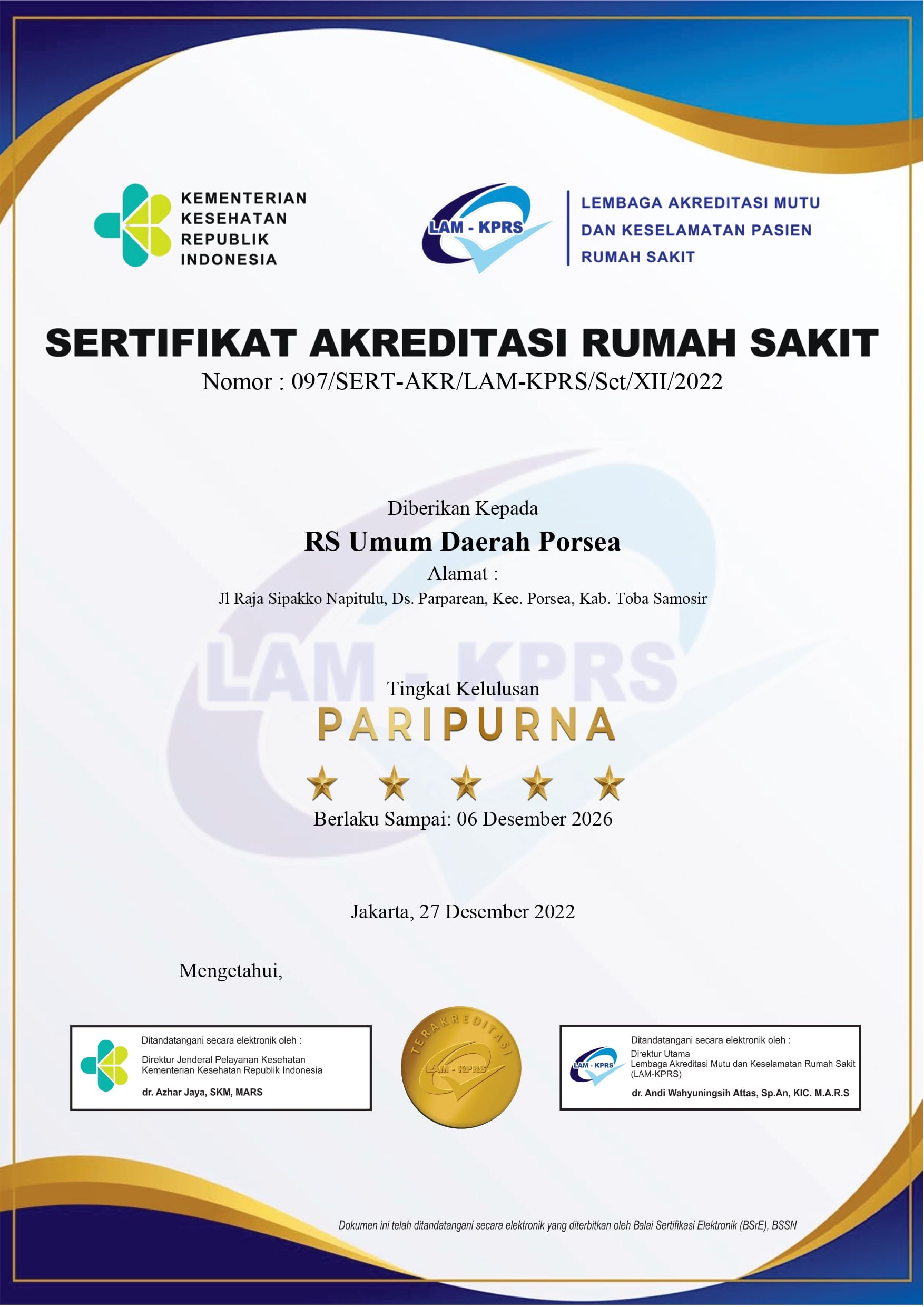 SERTIFIKASI AKREDITASI RUMAH SAKIT